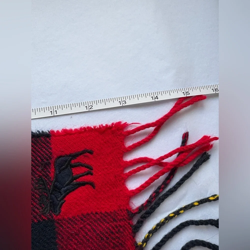 Abercrombie and Fitch Men’s rare red black plaid tartan scarf wool blend
